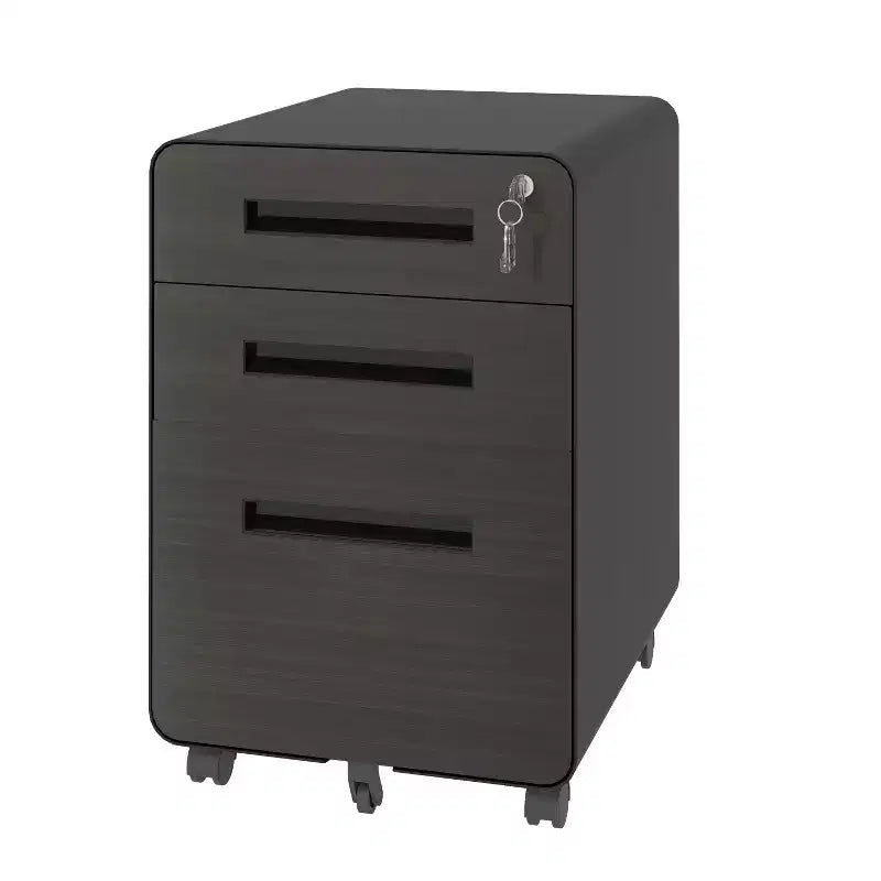 23" Mobile File Cabinet with Lock - All-Steel, Anti-Tip, Locking Casters, Fits A4/Letter (Black)