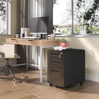 Meuble de classement mobile de 58 cm avec serrure – Tout acier, anti-basculement, roulettes verrouillables, pour documents A4/Lettre (Noir)