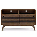 Meuble TV pour téléviseurs jusqu'à 60" - Marron vieilli naturel rustique, bois d'acacia, gestion des câbles