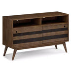Meuble TV pour téléviseurs jusqu'à 60" - Marron vieilli naturel rustique, bois d'acacia, gestion des câbles