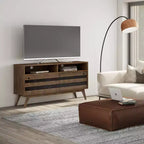 Meuble TV pour téléviseurs jusqu'à 60" - Marron vieilli naturel rustique, bois d'acacia, gestion des câbles