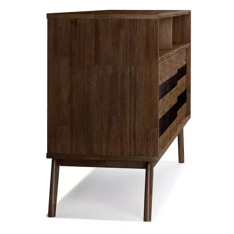 TV Stand for TVs up to 60" - Rustic Natural Aged Brown, Acacia Wood, Cable Management
