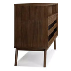 Meuble TV pour téléviseurs jusqu'à 60" - Marron vieilli naturel rustique, bois d'acacia, gestion des câbles