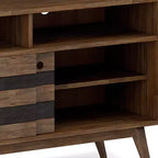 Meuble TV pour téléviseurs jusqu'à 60" - Marron vieilli naturel rustique, bois d'acacia, gestion des câbles