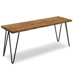 Banc industriel rustique en bois de manguier avec pieds en épingle à cheveux - Finition naturelle