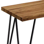 Banc industriel rustique en bois de manguier avec pieds en épingle à cheveux - Finition naturelle