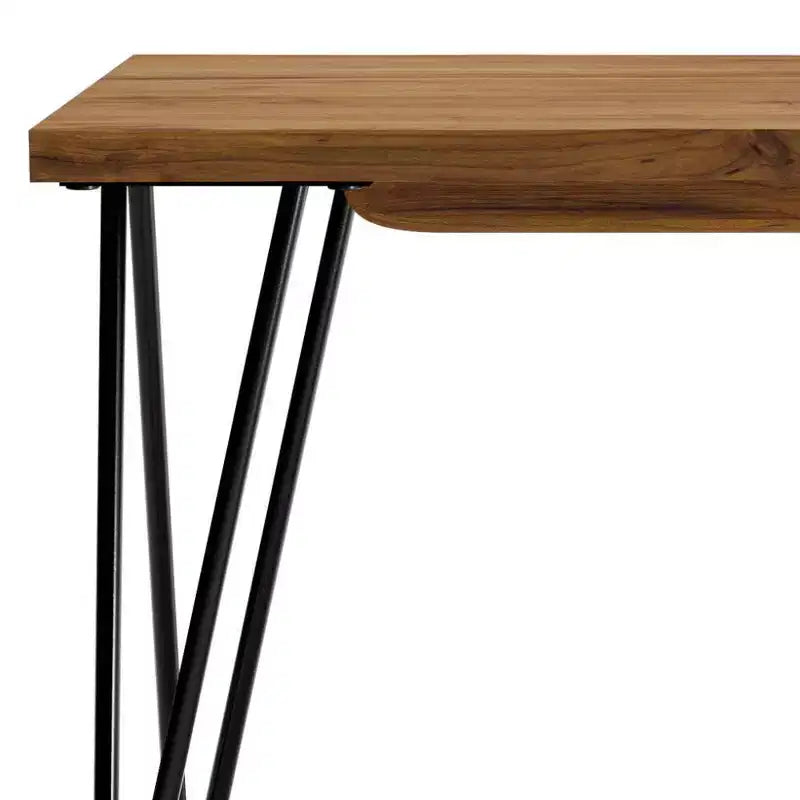 Industrial Rustic Mango Wood Bench with Hairpin Legs - Natural Finish