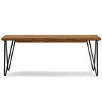 Banc industriel rustique en bois de manguier avec pieds en épingle à cheveux - Finition naturelle