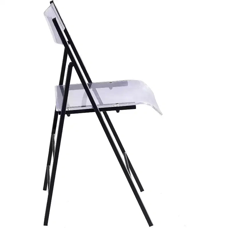 Luxury Modern Folding Chair - Clear Acrylic Lucite with Chrome Steel Frame