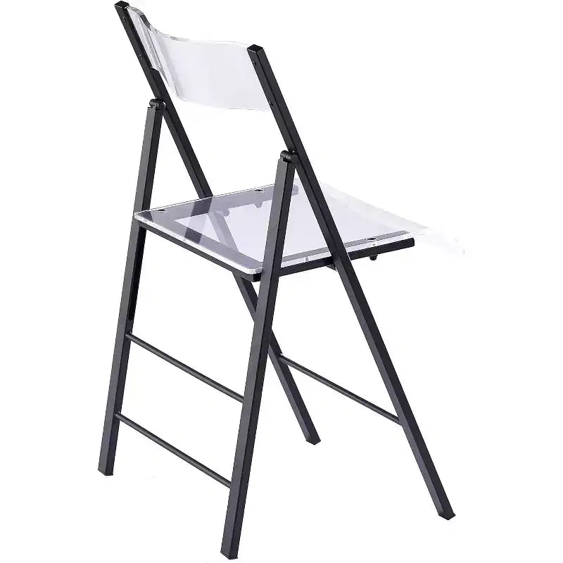 Luxury Modern Folding Chair - Clear Acrylic Lucite with Chrome Steel Frame