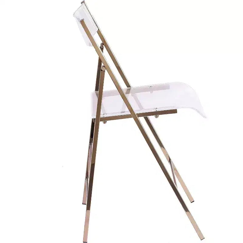 Luxury Modern Folding Chair - Clear Acrylic Lucite with Chrome Steel Frame