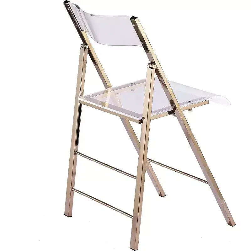 Luxury Modern Folding Chair - Clear Acrylic Lucite with Chrome Steel Frame