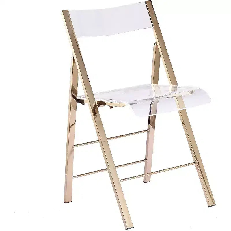 Luxury Modern Folding Chair - Clear Acrylic Lucite with Chrome Steel Frame