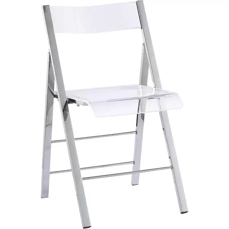 Luxury Modern Folding Chair - Clear Acrylic Lucite with Chrome Steel Frame
