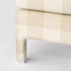 Ottoman entièrement rembourré avec cadre en bois - Tissu texturé, pièce d'accent moderne