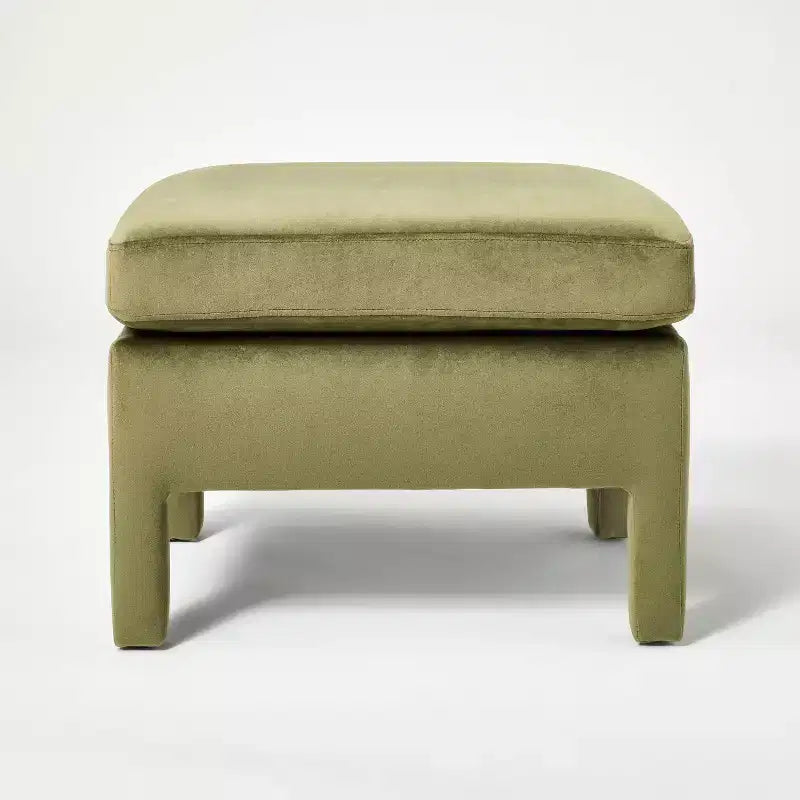 Fully Upholstered Ottoman with Wooden Frame - Textured Fabric, Modern Accent Piece