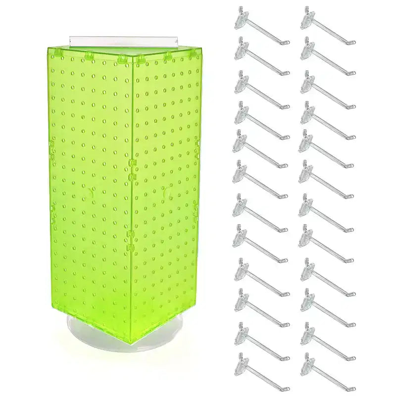 Four-Sided Revolving Pegboard Counter Display with 24 Hooks, 8"W x 20"H