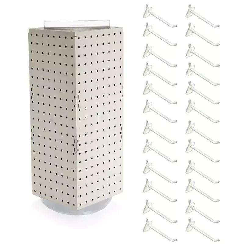 Four-Sided Revolving Pegboard Counter Display with 24 Hooks, 8"W x 20"H