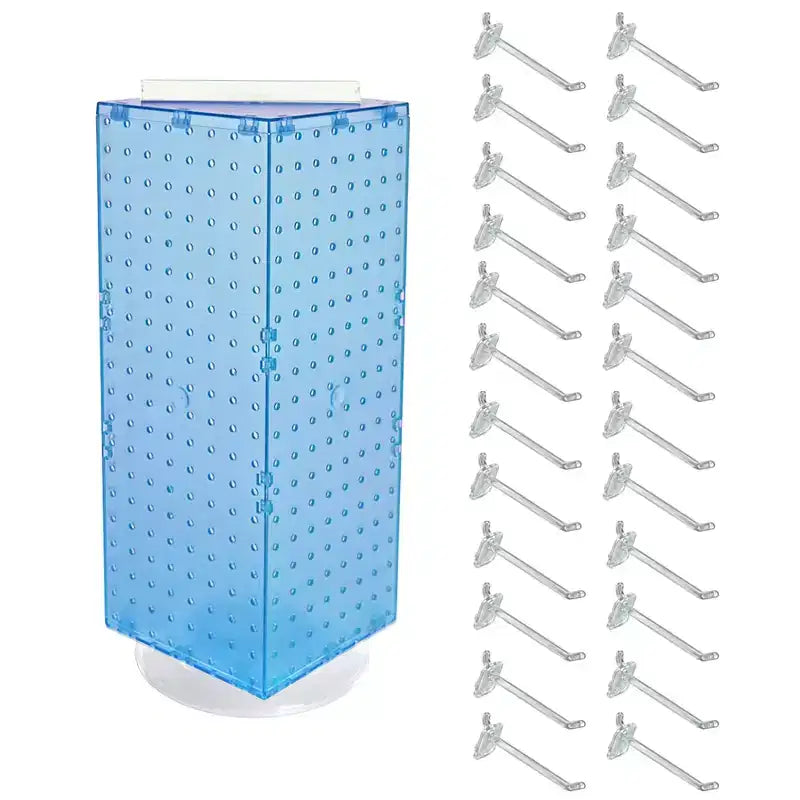 Four-Sided Revolving Pegboard Counter Display with 24 Hooks, 8"W x 20"H