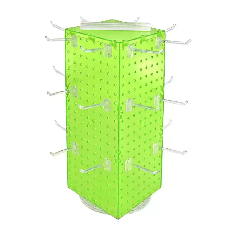 Four-Sided Revolving Pegboard Counter Display with 24 Hooks, 8"W x 20"H