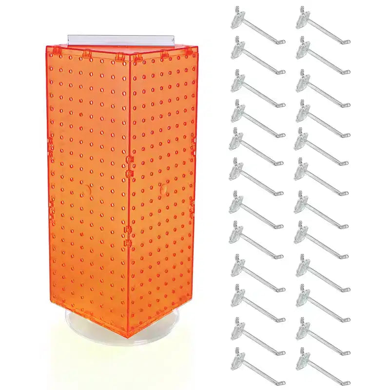 Four-Sided Revolving Pegboard Counter Display with 24 Hooks, 8"W x 20"H