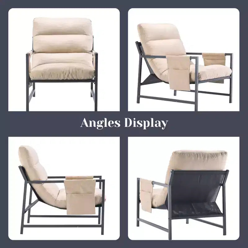 Upholstered Sling Accent Chair with Metal Frame - Modern Style