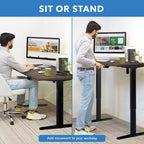 Bureau assis-debout électrique avec plateau, moteur simple, surface de 140 cm - Noir/Adrift