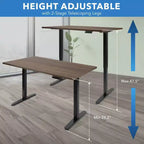 Bureau assis-debout électrique avec plateau, moteur simple, surface de 140 cm - Noir/Adrift