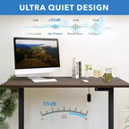 Bureau assis-debout électrique avec plateau, moteur simple, surface de 140 cm - Noir/Adrift