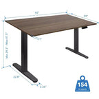 Bureau assis-debout électrique avec plateau, moteur simple, surface de 140 cm - Noir/Adrift
