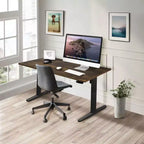 Bureau assis-debout électrique avec plateau, moteur simple, surface de 55" - Noir/Chêne