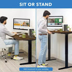Bureau assis-debout électrique avec plateau, moteur simple, surface de 55" - Noir/Chêne