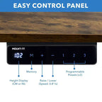Bureau assis-debout électrique avec plateau, moteur simple, surface de 55" - Noir/Chêne