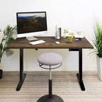 Bureau assis-debout électrique avec plateau, moteur simple, surface de 55" - Noir/Chêne