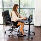Bureau d'ordinateur portable debout mobile, poste de travail assis-debout roulant réglable en hauteur, 68,6 cm de large, ressort à gaz, noir